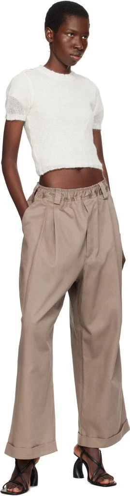 Meryll Rogge Gray Light Cotton Gabardine Drawstring Trousers 4