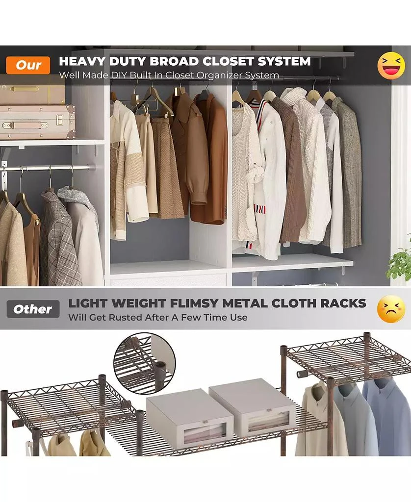 Aheaplus 5FT Small Closet Organizer System with 3 Fabric Drawers, 60" Closet System with 3 Shelving Towers 6