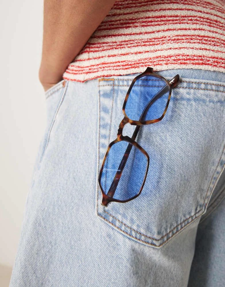 ASOS ASOS DESIGN round sunglasses with blue lens and tortoiseshell frame 2
