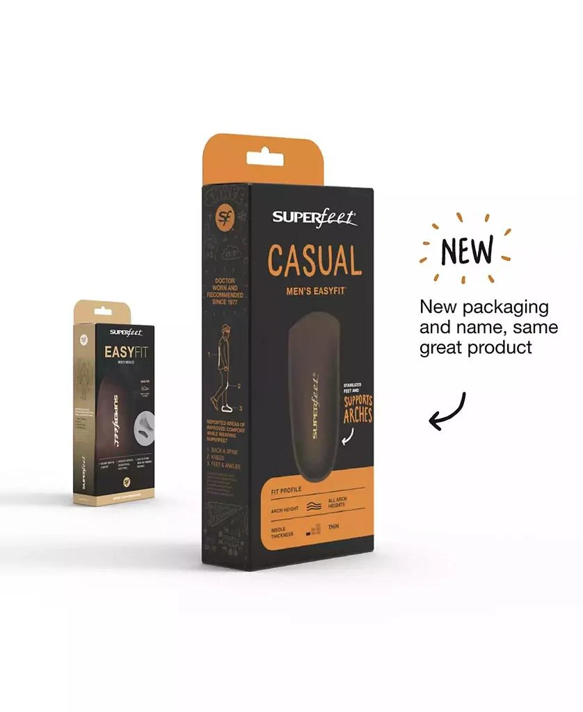 SUPERFEET Men's Casual Easyfit Insoles - Comfort Shoe Inserts for Men - Anti-Fatigue Orthotic Insoles for Dress Shoes - Size 11.5-13 Men 4