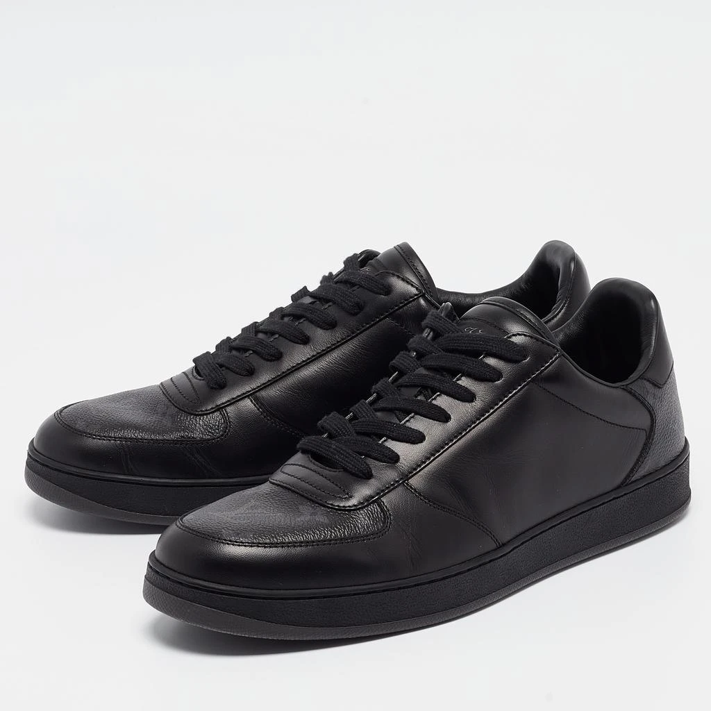 Louis Vuitton Louis Vuitton Black Leather and Monogram Eclipse Rivoli Sneakers Size 41.5 2