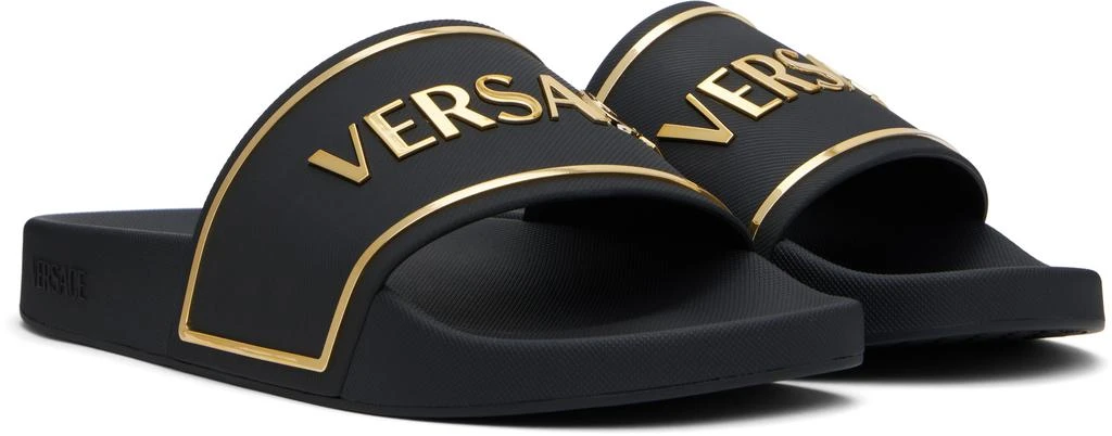 Versace Black & Gold Logo Pool Slides 4