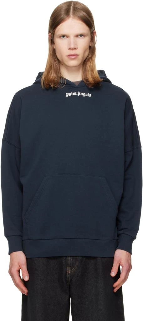 Palm Angels Navy Classic Logo Over Hoodie