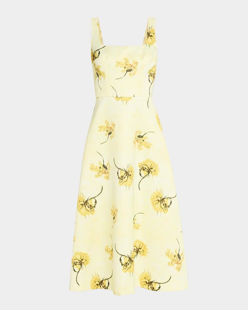 Emilia Wickstead Shiloh Square-Neck Genzianella Print Midi Dress 1