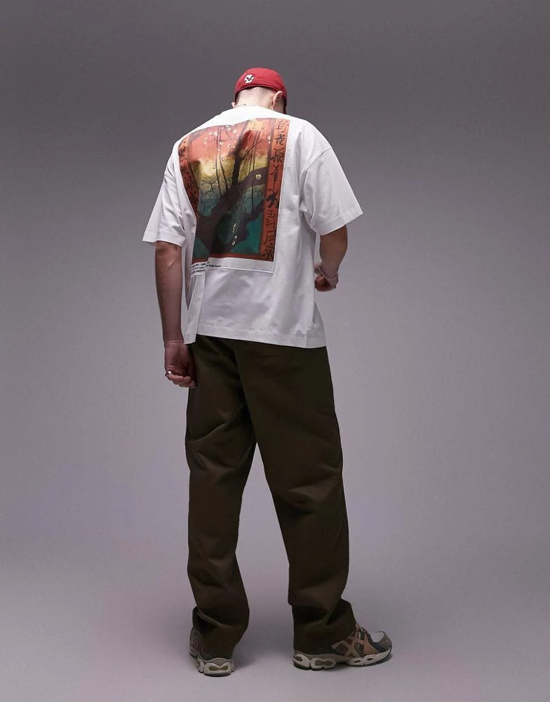 Topman Topman extreme oversized fit t-shirt with Flowering Plum Orchard print in white in collaboration with Van Gogh Museum 3