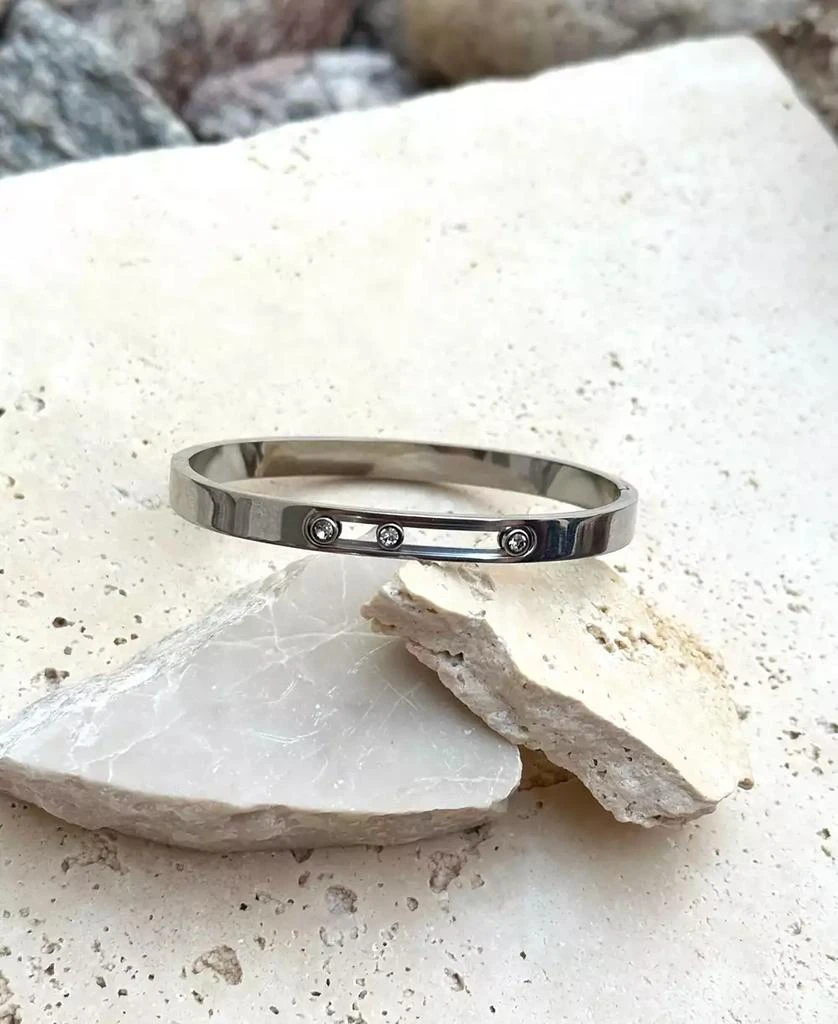 ADORNIA Tarnish Resistant Silver Sliding Stones Cuff Bracelet 3