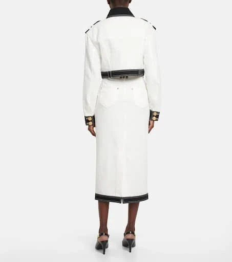 Balmain Embossed denim cropped jacket 3