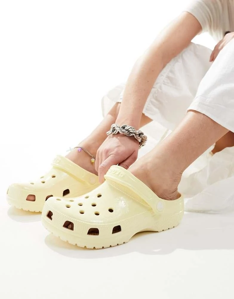 Crocs Crocs Classic Clogs In High Shine Buttercream 2