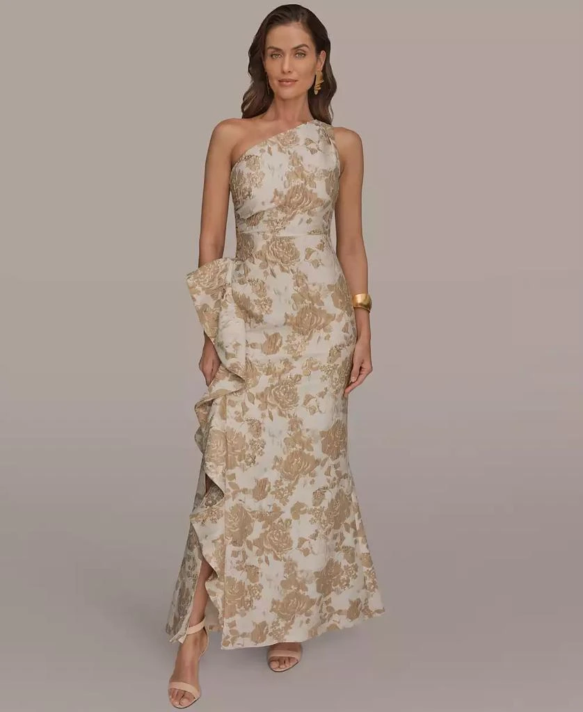 Donna Karan Petite Floral One-Shoulder Gown