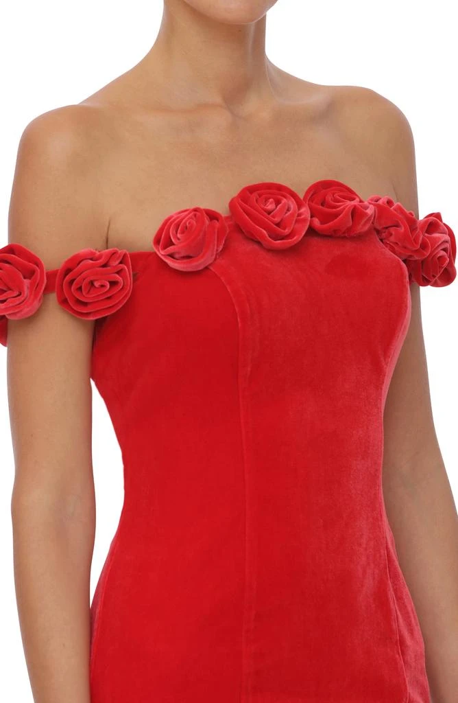 Avec Les Filles Rosette Off-the-Shoulder Velvet Minidress 6