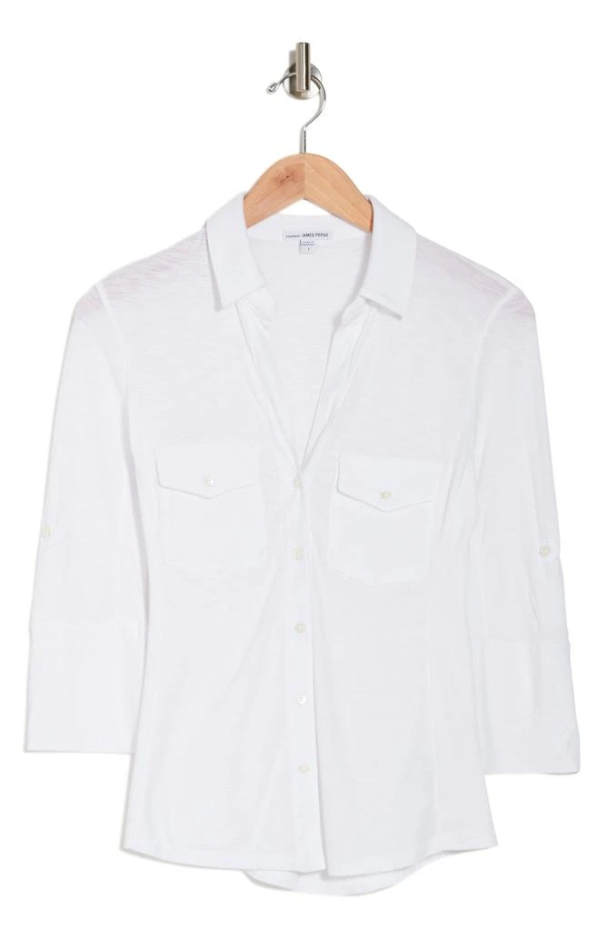 James Perse Cotton V-Neck Button-Up Shirt 3