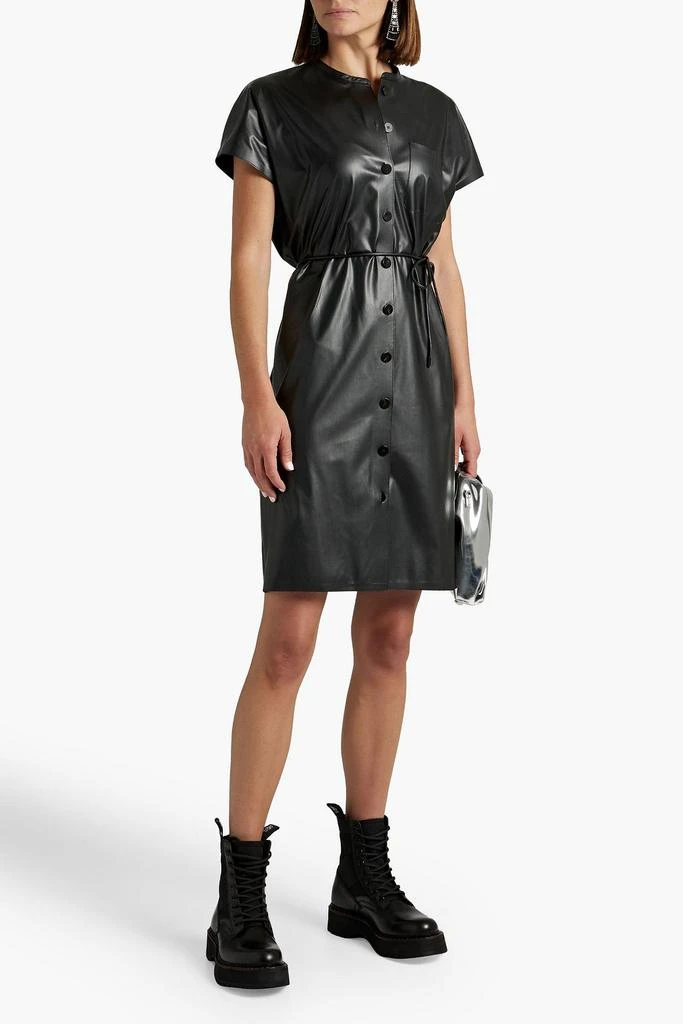 THEORY Belted faux leather mini shirt dress 2