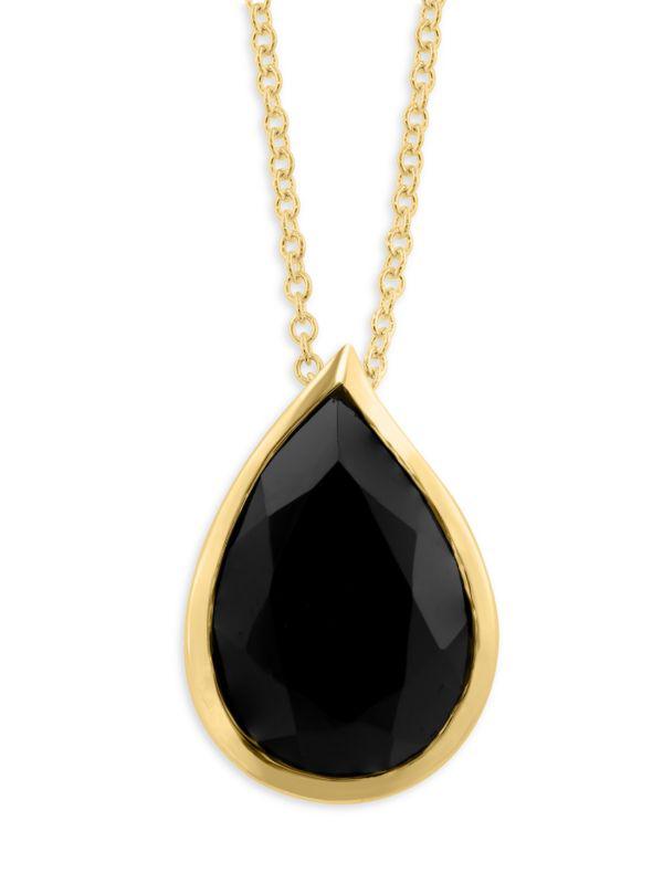 Effy 14K Yellow Gold & Onyx Pendant Necklace