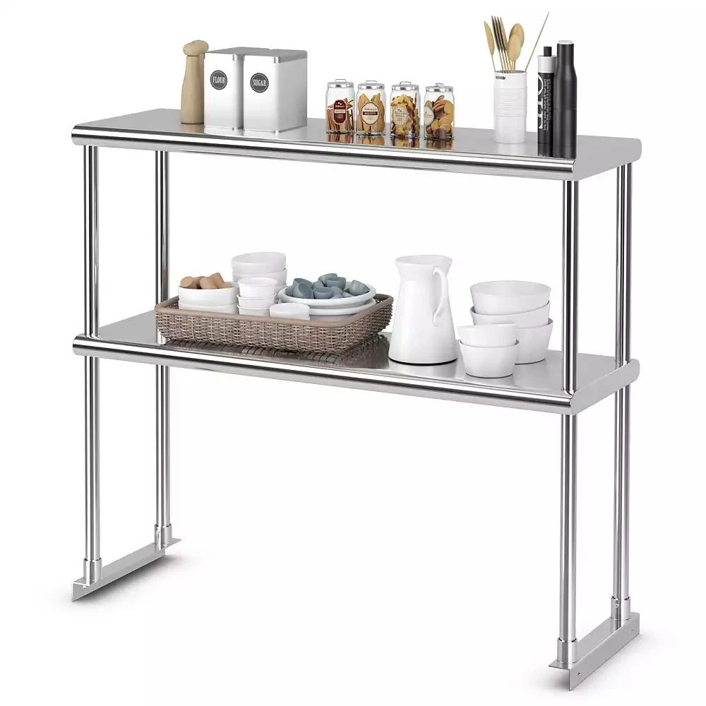 SUGIFT 36 x 12 Inch Kitchen Stainless Steel Overshelf with Adjustable Lower Shelf