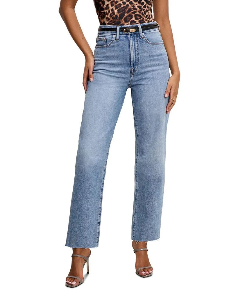 Good American Good Boy Straight Cropped Jeans in I766 1