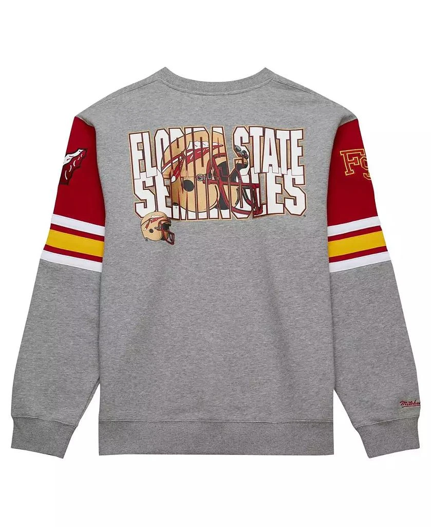 Mitchell 
Ness Men
s Heather Gray Florida State Seminoles Throwback Allover 4.0 Pullover Sweatshirt 3