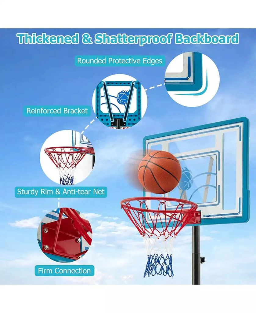 Costway Pool Basketball Hoop 3.8-4.4 FT Adjustable Poolside BasketballGoal System 4