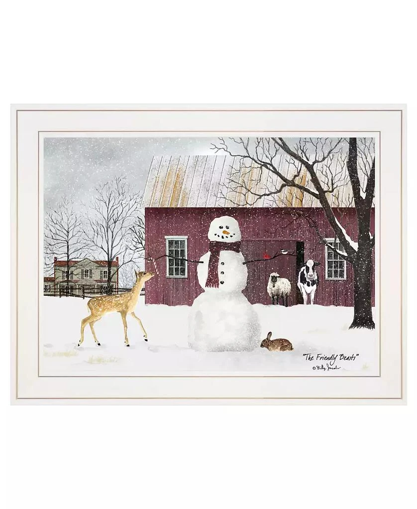 Trendy Décor 4U The Friendly Beasts by Billy Jacobs, Ready to hang Framed Print, White Frame, 19" x 15"
