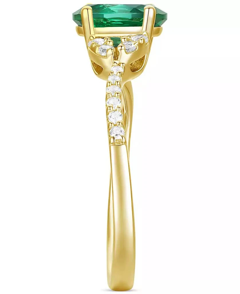 Macy's Lab-Grown Emerald (1 ct. t.w.) & Lab-Grown White Sapphire (1/4 ct. t.w.) Ring in 14k Gold-Plated Sterling Silver 4