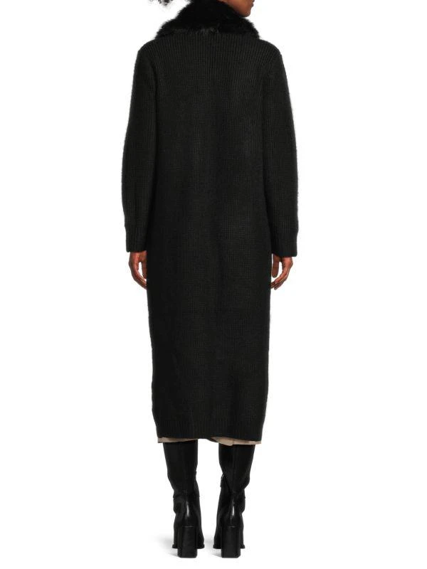 Saks Fifth Avenue Faux Fur Longline Ribbed Cardigan 2