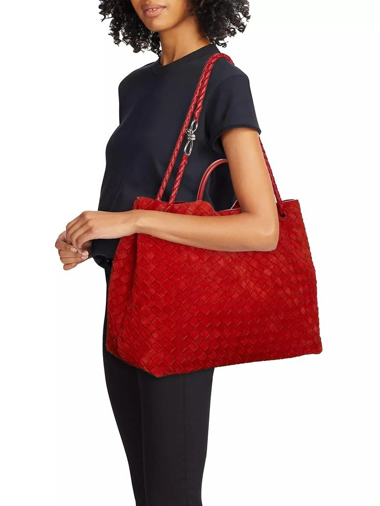 Bottega Veneta Large Andiamo Intrecciato Suede Top-Handle Bag 2