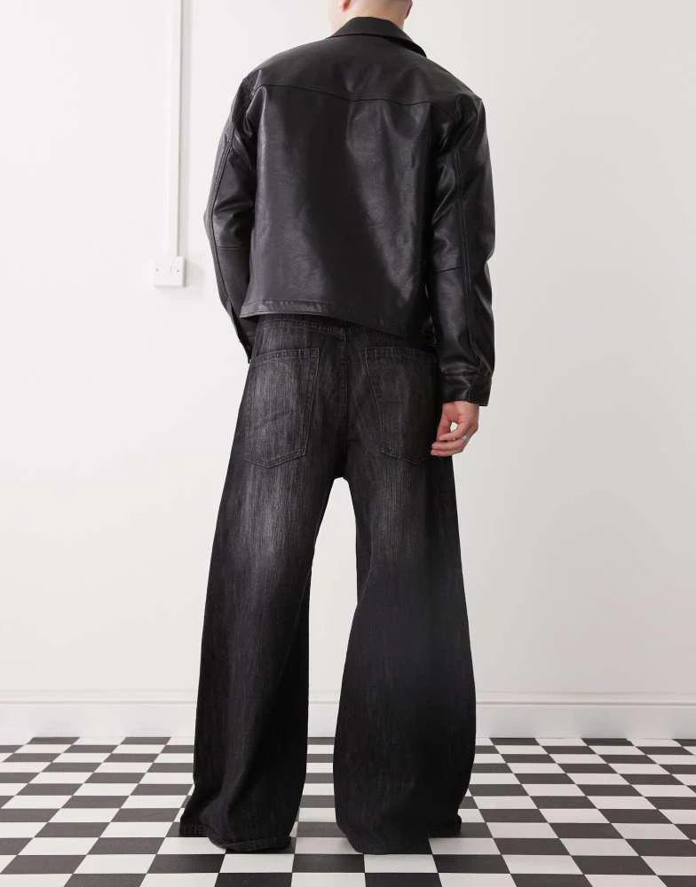 Cheap Monday Cheap Monday Rad super wide leg skater jeans in black streaky wash 2
