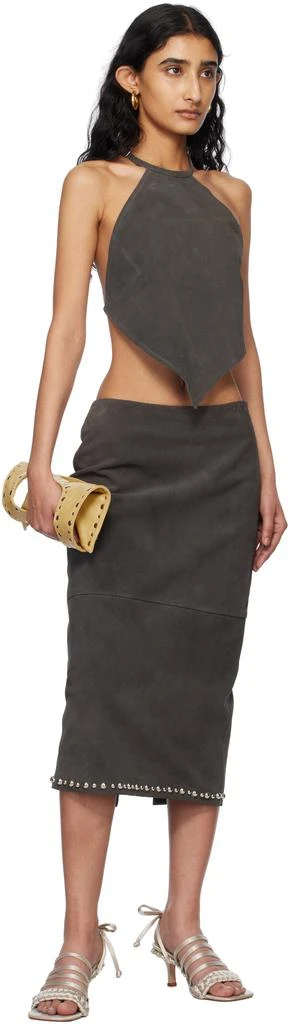 Gimaguas Gray Bella Suede Maxi Skirt 4