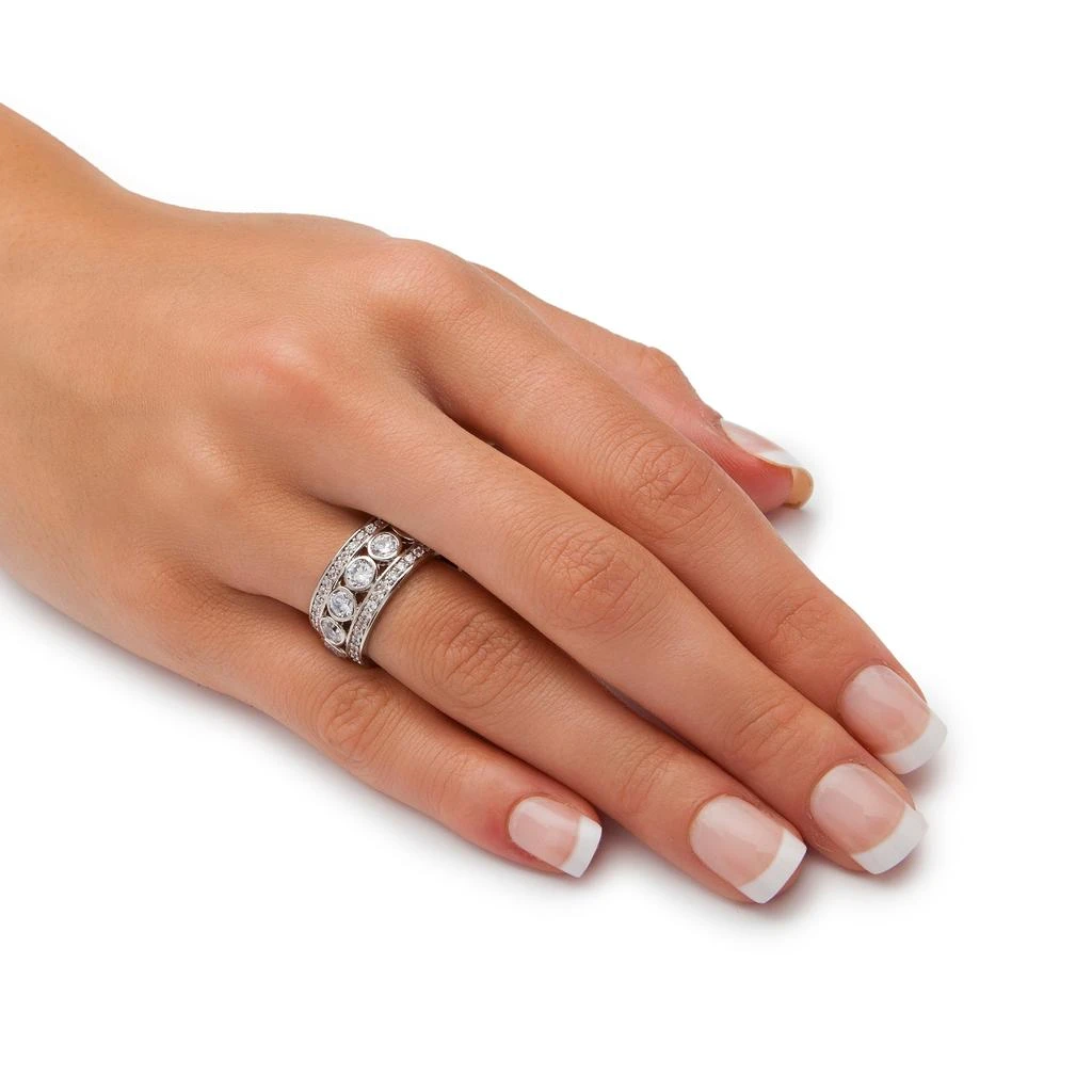 Palm Beach Jewelry 4.70 TCW Bezel-Set CZ Eternity Ring in Platinum-plated Sterling Silver 3