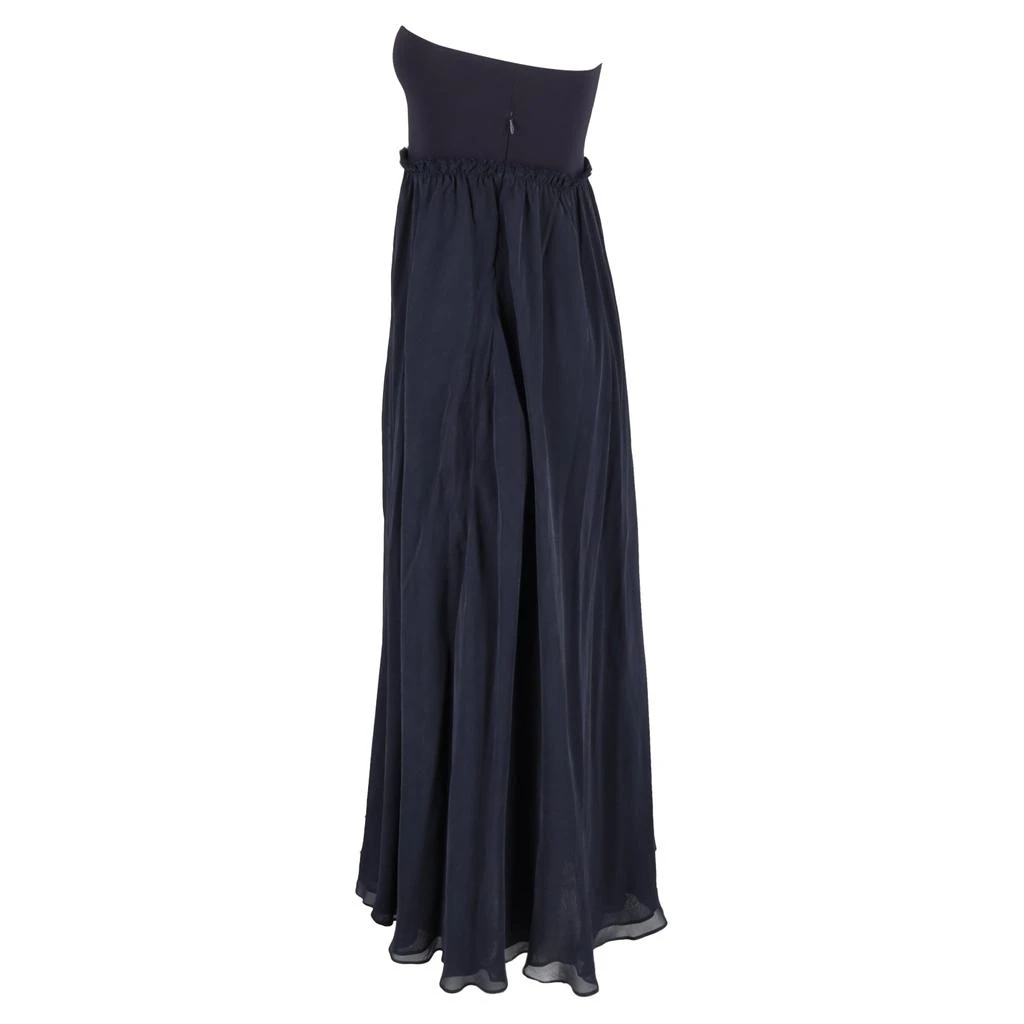 PIERRE BALMAIN Maxi One-Shoulder Sleeve Dress in Navy Blue Polyester and Cotton 2