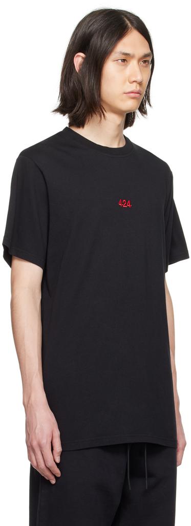 424 Black Embroidered T-Shirt