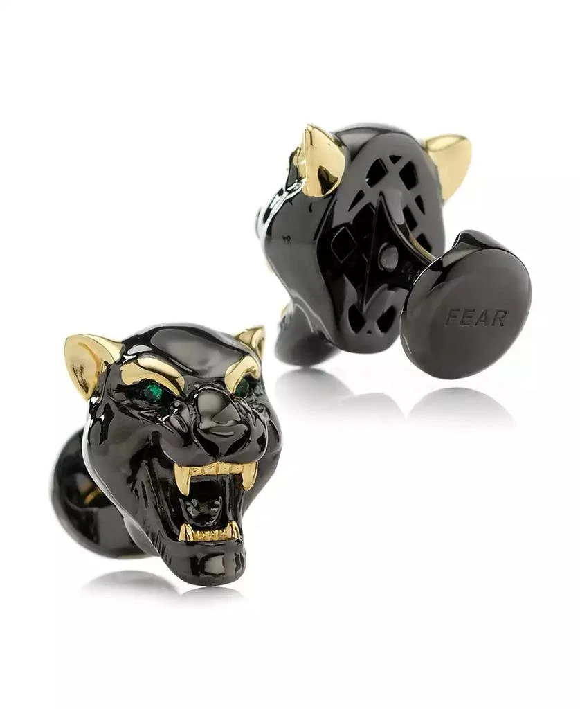 Ox and Bull Trading Co. Men's Sterling Silver Black and Gold-tone Panther Cufflinks 3