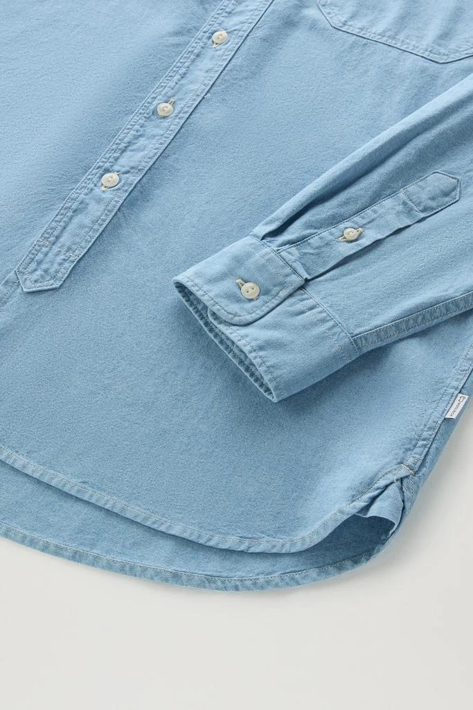 Woolrich Chambray Shirt in Pure Cotton - Men - Blue 3