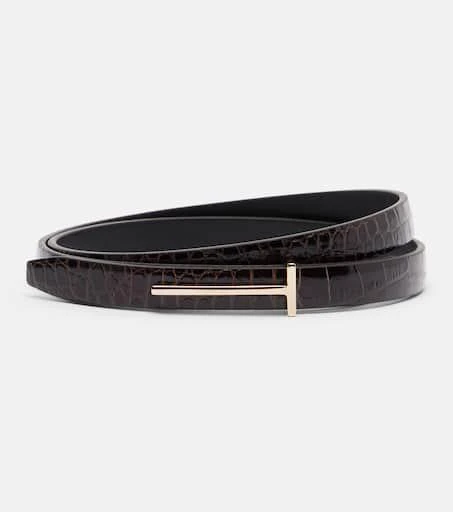 Tom Ford T croc-effect leather belt 1