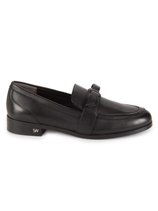 Stuart Weitzman Emma Bow Leather Loafers
