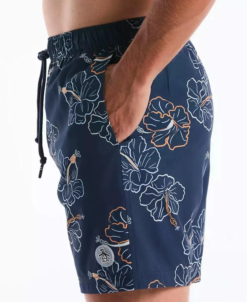 Original Penguin Men
s Hibiscus Flower Print Swim Trunks 4