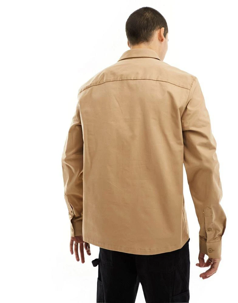 River Island River Island double pocket utility shirt in light stone 4