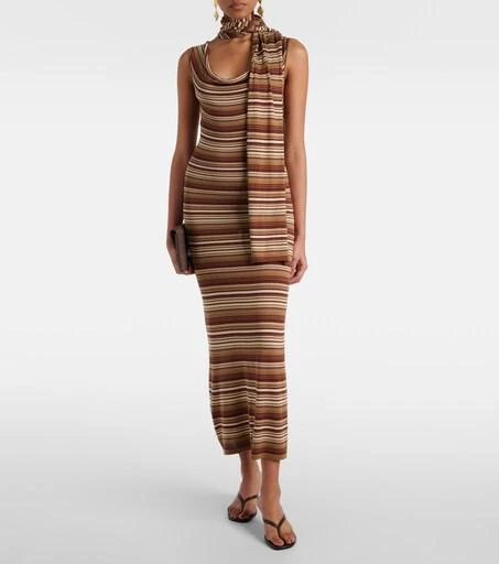 striped silk blend dress Romy Linen Maxi while the matching sash belt cinches the waist to create a flattering silhouette SIR, Thistle striped silk satin