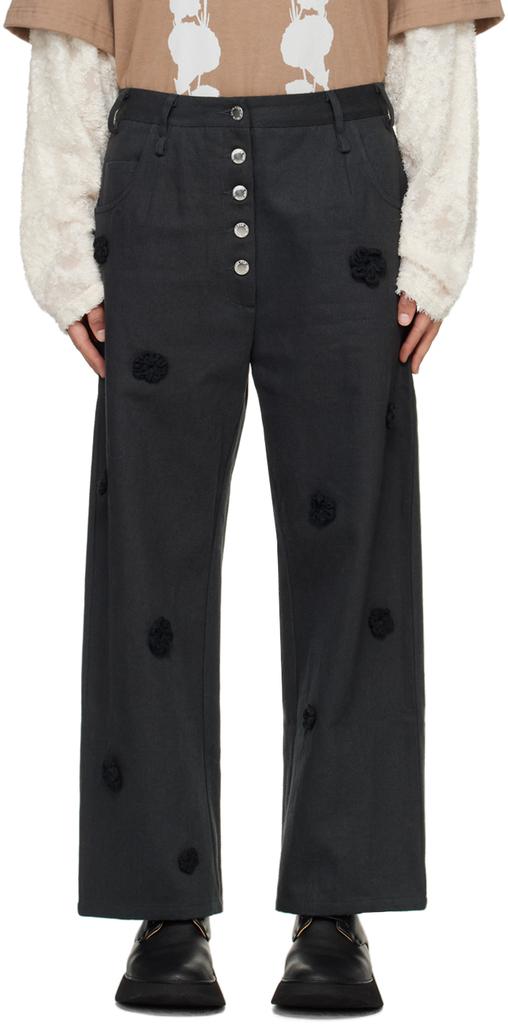 【関税込み】KIMHEEKIM ブルー Heart Puzzle Stamped ジーンズ KIMHĒKIM Blue Heart Puzzle Stamped Jeans - Pants - BeyondStyle