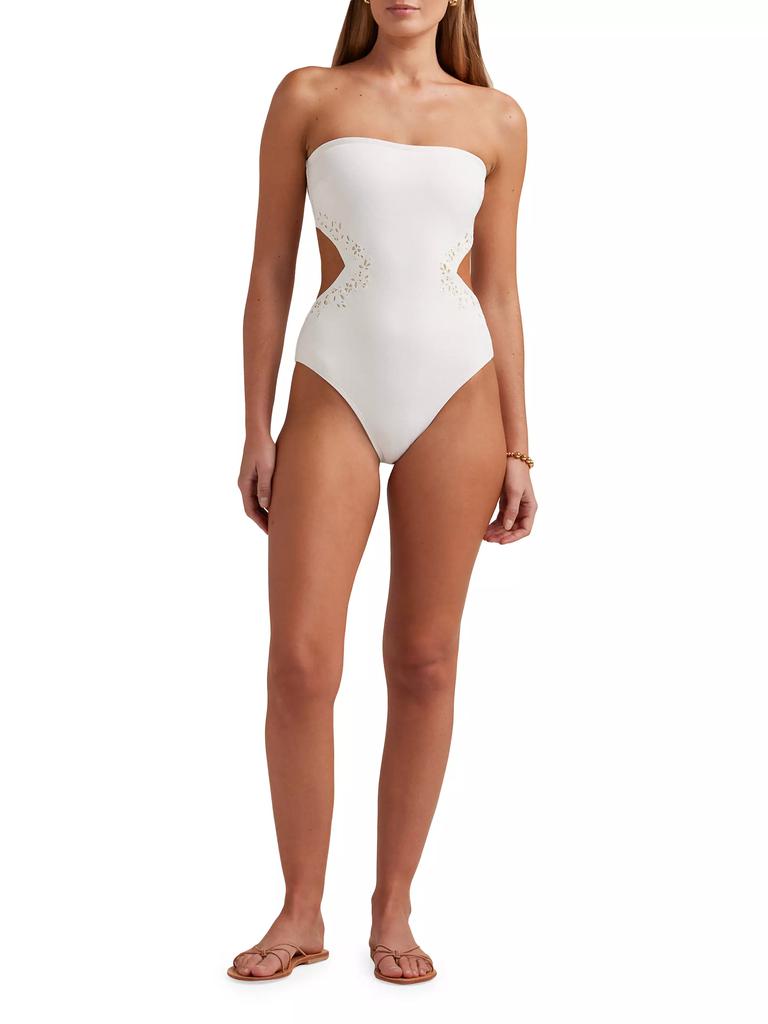 Peony Memoir Embroidered One-Piece Swimsuit