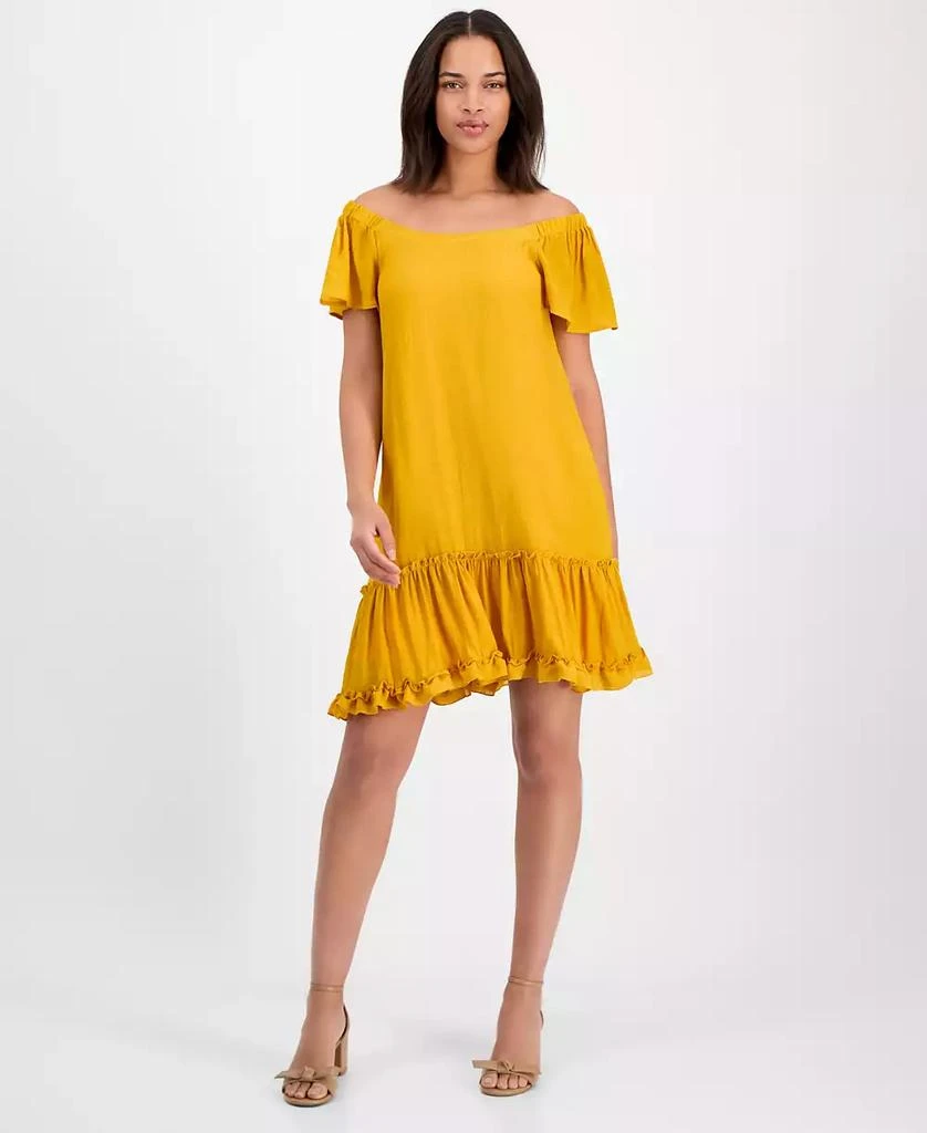 Robbie Bee Women's On-Off Shoulder Flutter-Sleeve Mini Dress 1