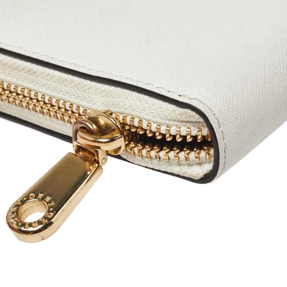 DKNY Dkny White Saffiano Leather Zip Around Continental Wallet 9