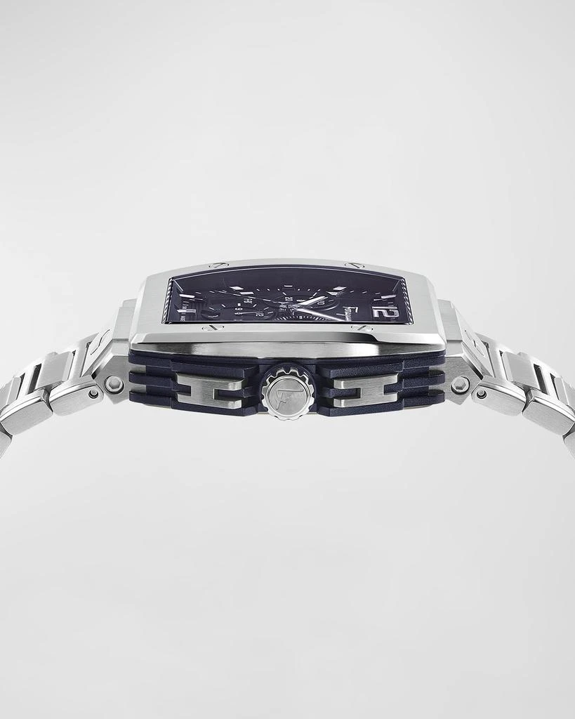 Salvatore Ferragamo F-80 Tonneau Chrono Stainless Steel Bracelet Watch 3