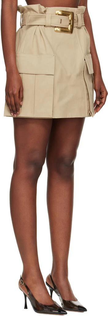 Balmain Beige High-Waisted Gabardine Miniskirt 2