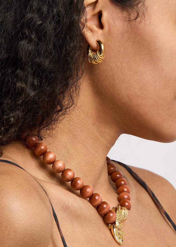 Timeless Pearly Mismatched 24kt gold-plated hoop earrings