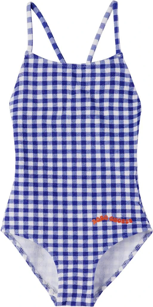 BOBO CHOSES Kids Blue 
White Vichy Swimsuit