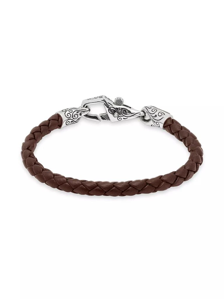 Konstantino Perseus Sterling Silver & Bronze Woven Leather Classics Bracelet 2