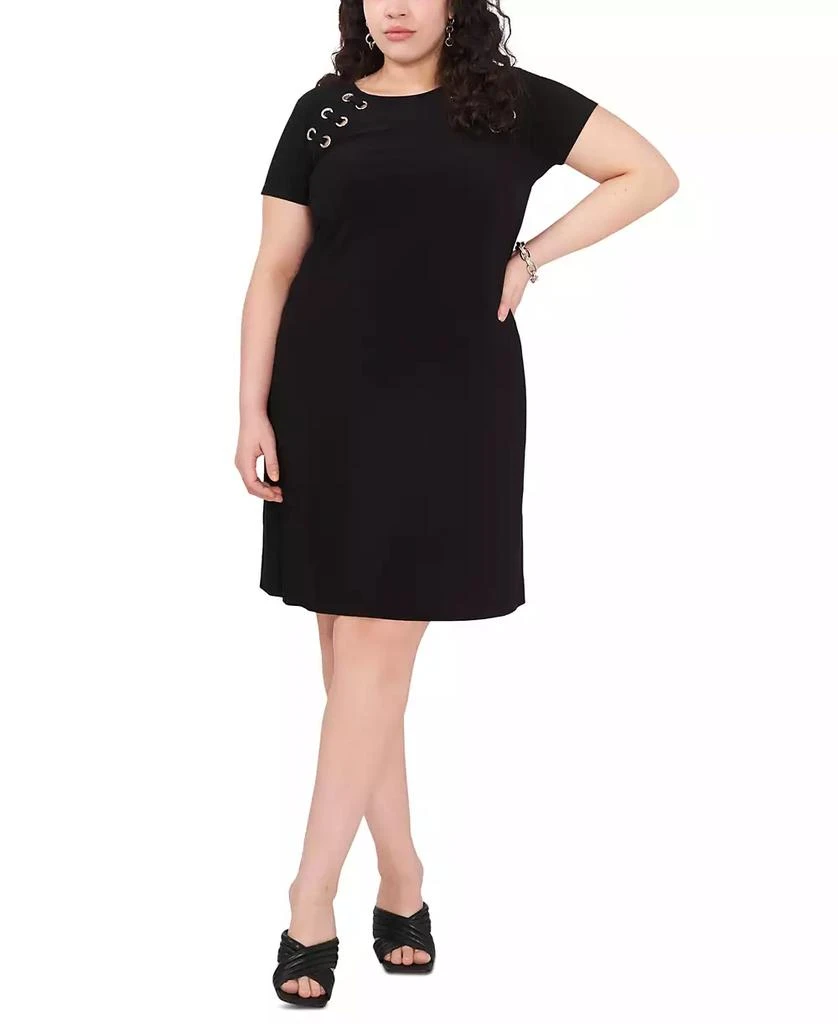 MSK Plus Size Scoop-Neck Grommet-Trim Swing Dress 1