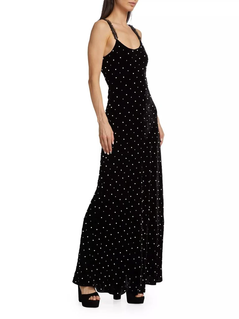 LoveShackFancy Aspen Rhinestone &amp; Imitation Pearl Velvet Maxi Dress 4