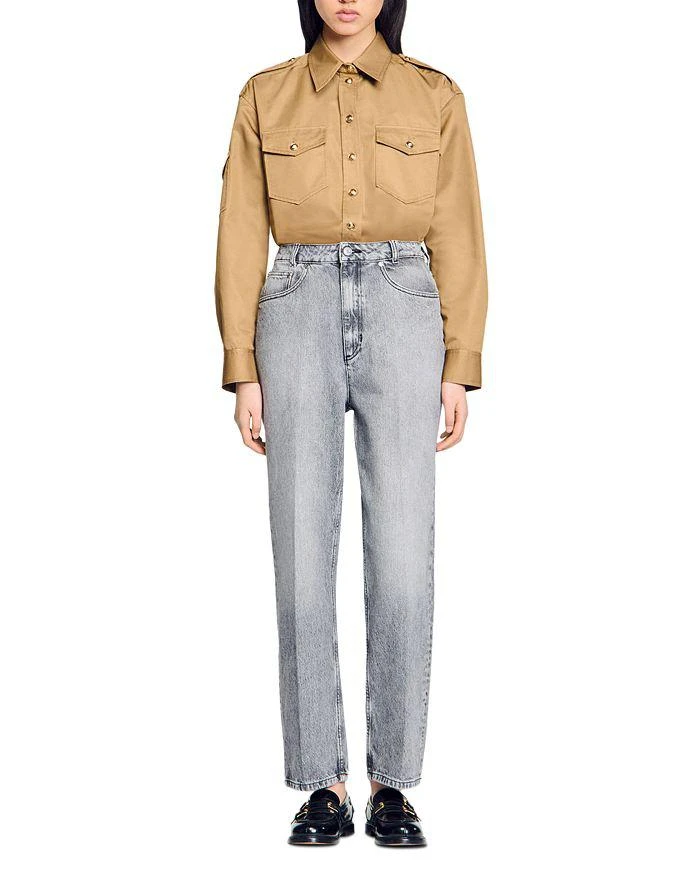 Sandro Bibi Low Rise Straight Leg Jeans in Grey 5