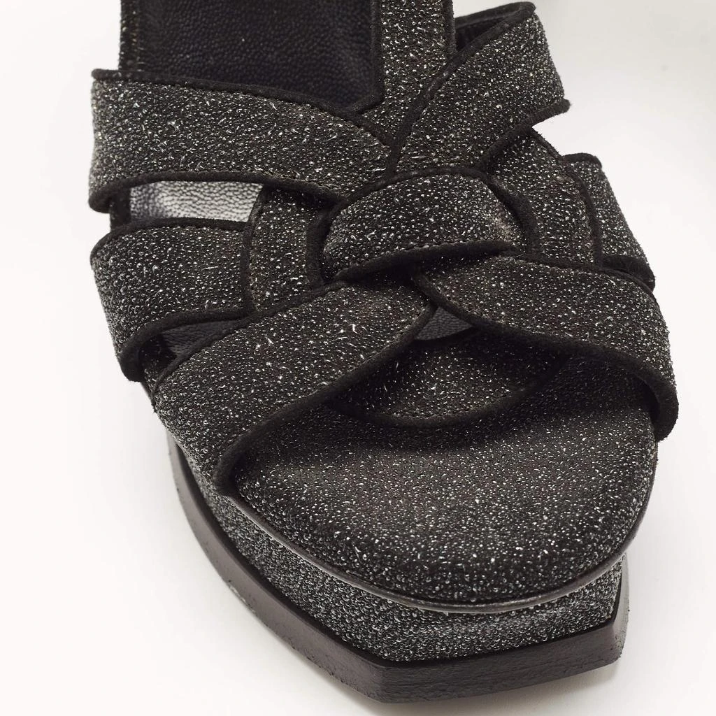 Yves Saint Laurent Saint Laurent Black Textured Suede Tribute Sandals Size 38.5 7